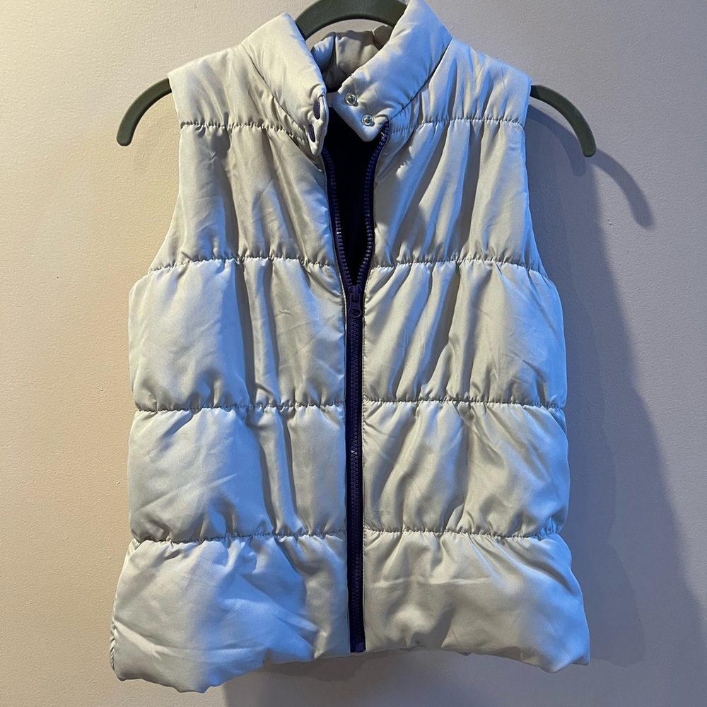 Granz Girls Down Vest Size XL Gray with Navy Interior Excellent Condition